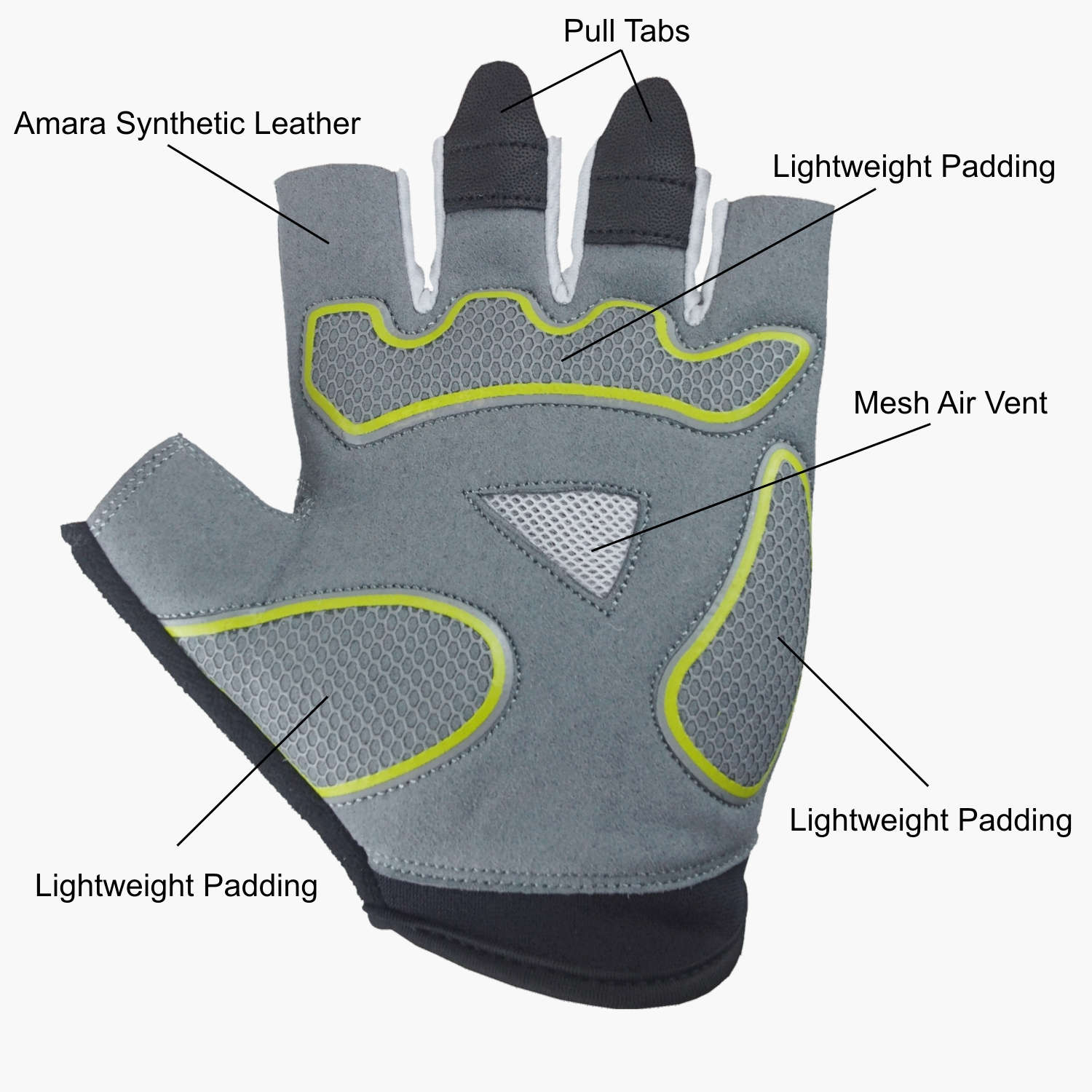 SG1 - Short Finger Cycling Gloves - Grey / Black / Lime